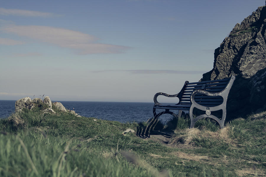 Clifftop View With Bench Photograph