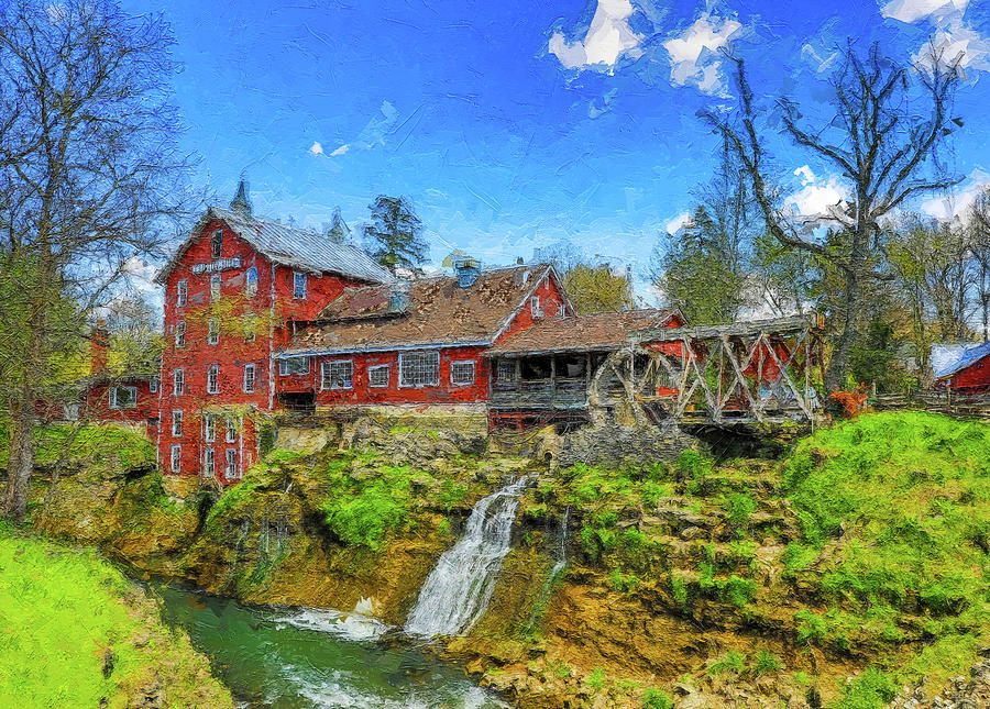 Clifton Mill Ohio Painting Painting by Dan Sproul