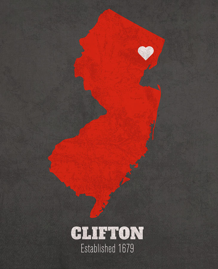 Clifton New Jersey City Map Founded 1679 Rutgers University Color 