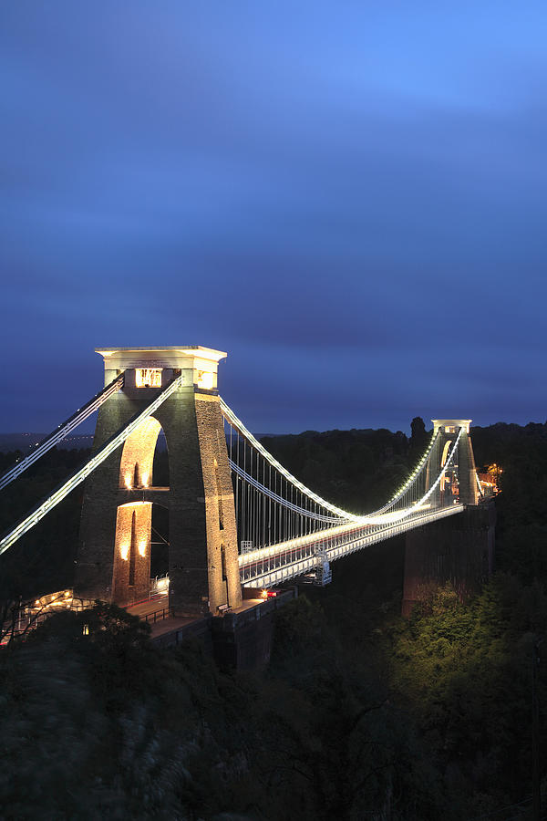 Clifton Suspension Bridge illuminated at night, Bristol. Photograph by James Osmond