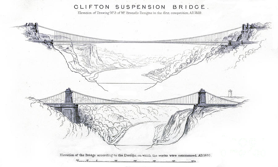 Clifton Suspension Bridge m3 Drawing by Historic illustrations | Fine ...