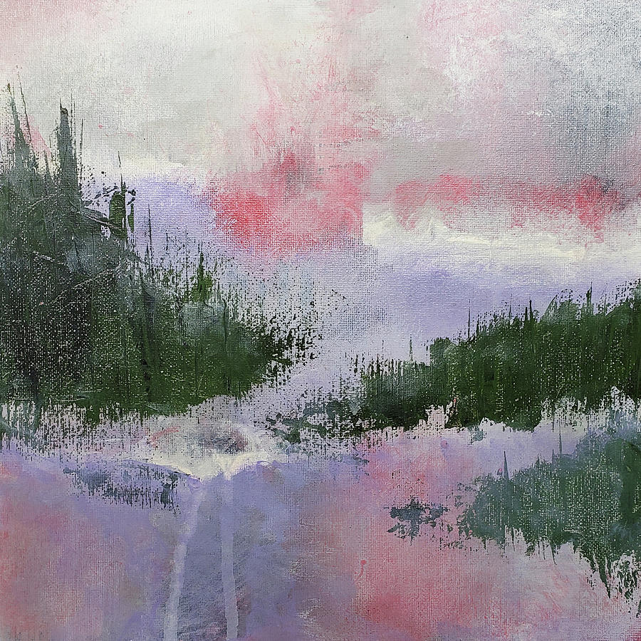 CLIMATE CHANGE II Abstract in Red Pink Purple Green Painting by Lynnie Lang