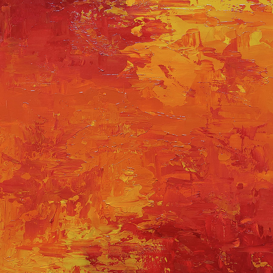 CLIMATE CHANGE IV Abstract Painting Red Orange Yellow Burning Sunset Sunrise  Painting by Lynnie Lang