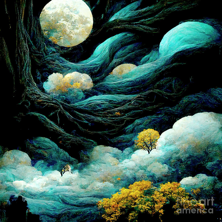 Tree Painting - Climb to the Moon by Mindy Sommers