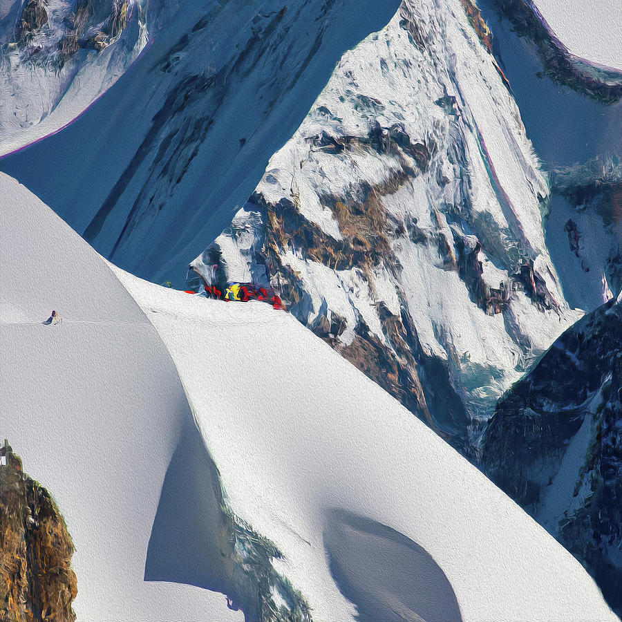 Climbers near the summit of a Himalayan peak Photograph by Steve Estvanik