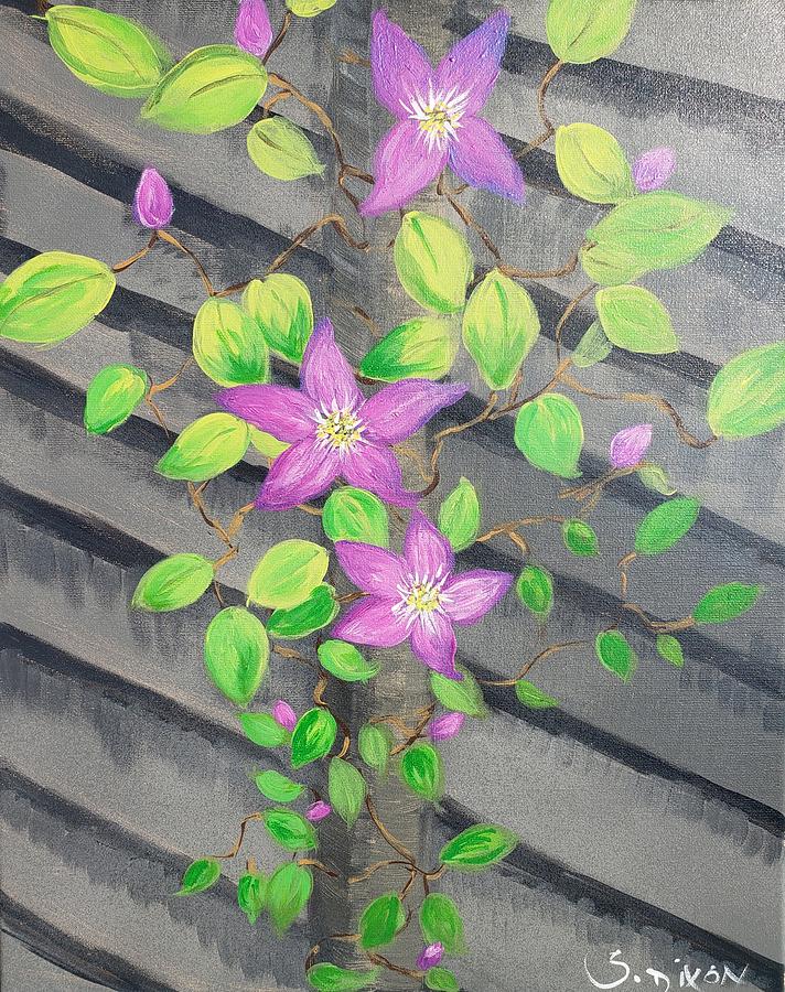 Flower Painting - Climbing Clematis  by Sheila Dixon