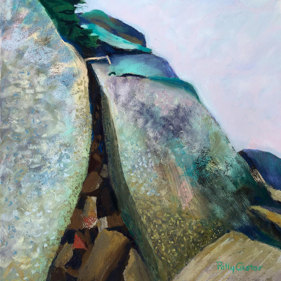 Climbing Katahdin Painting by Polly Castor
