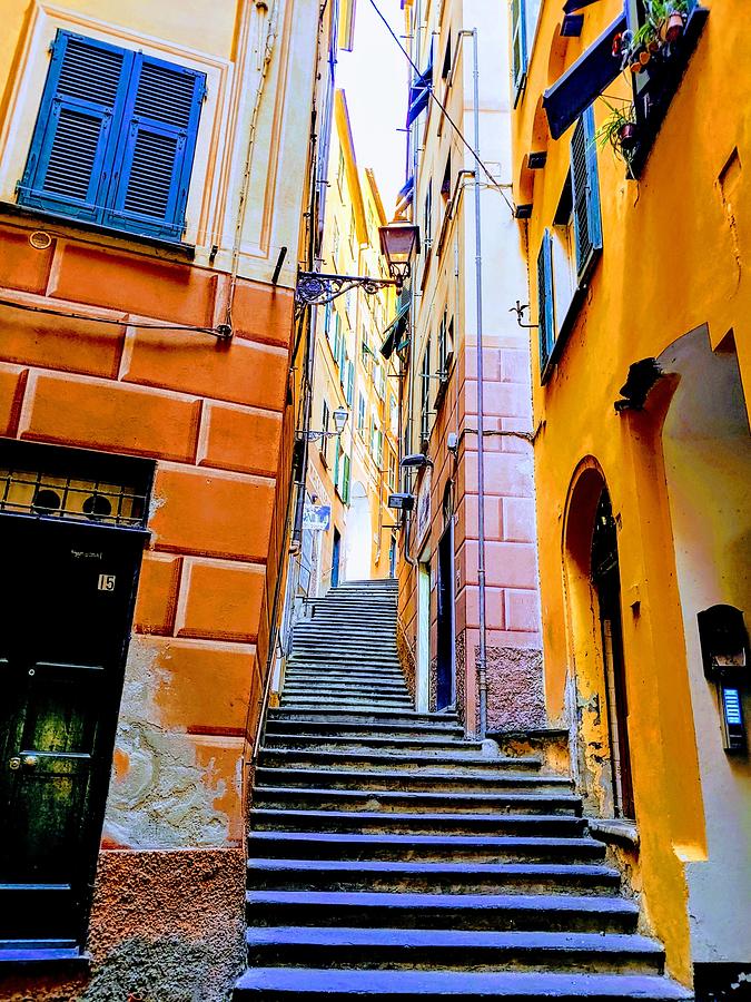 Climbing Stairs In Camogli Photograph