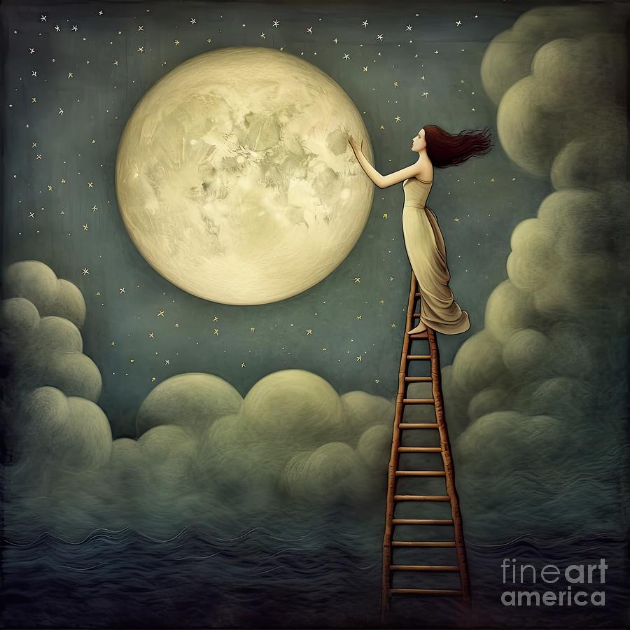 Climbing To The Moon Painting