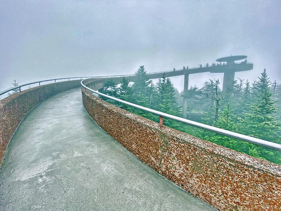 Clingmans Dome Tower in the clouds Photograph by Monika Salvan