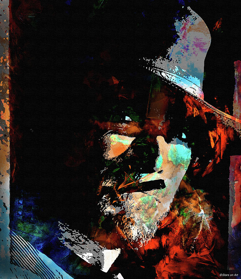 Clint Eastwood - 2 psychedelic portrait Digital Art by Stars on Art
