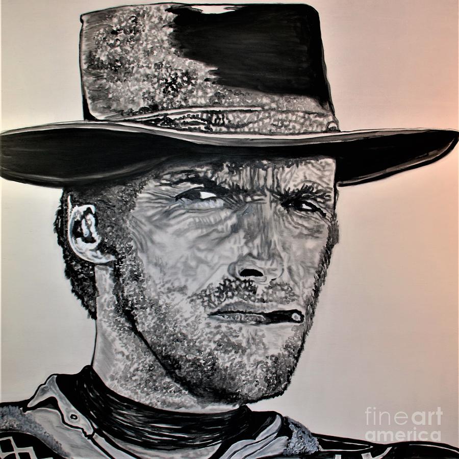 Clint Eastwood A Few dollars More- Men on a Mission Series Painting by Barbara Donovan