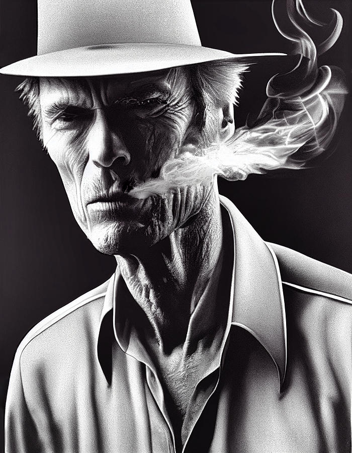 Clint Eastwood Blowing Smoke 1 Digital Art by Craig Boehman