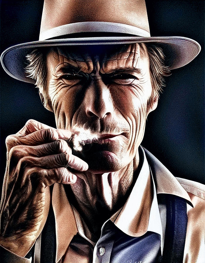 Clint Eastwood Blowing Smoke 2 Digital Art by Craig Boehman