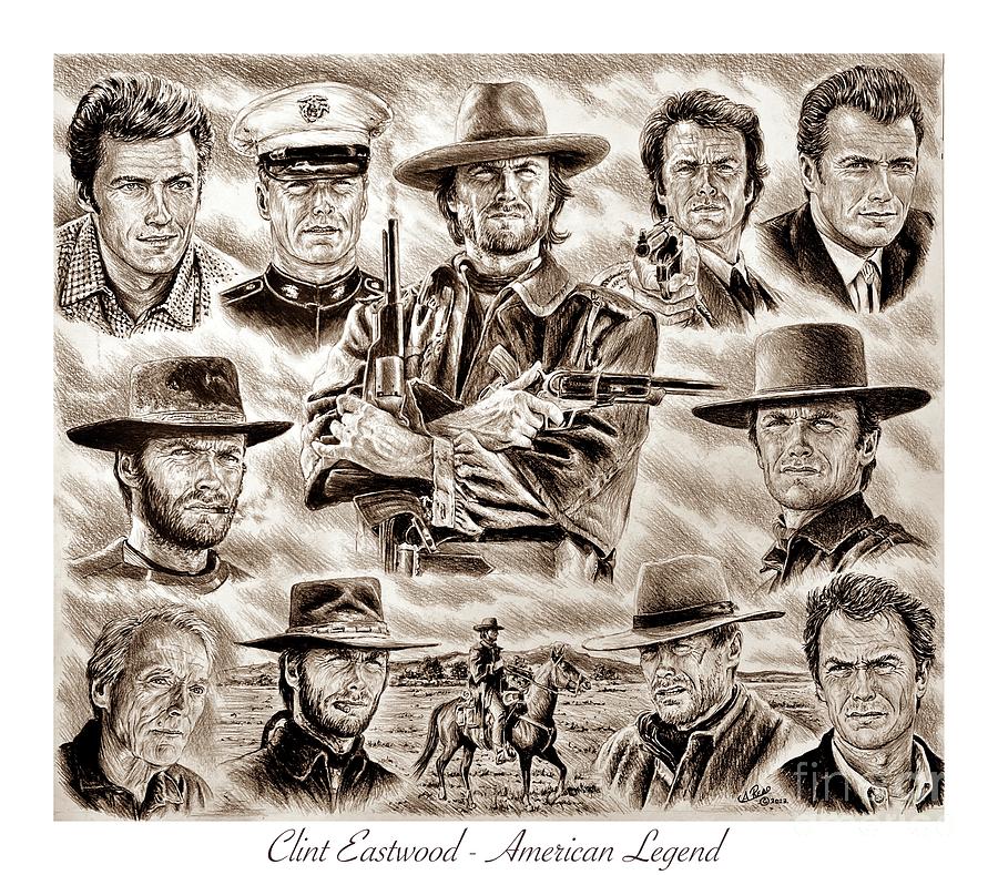 Clint Eastwood Drawing - Clint Eastwood collage 2 by Andrew Read