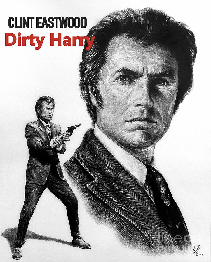 Clint Eastwood Dirty Harry Drawing by Andrew Read