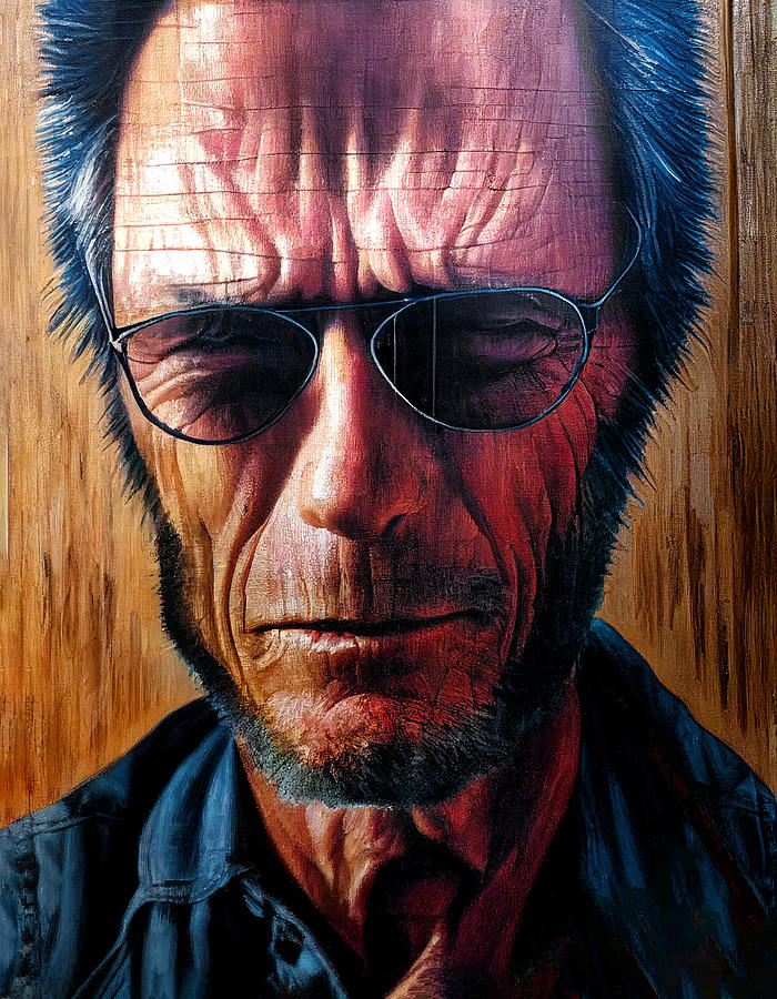 Clint Eastwood On Wood Digital Art by Craig Boehman