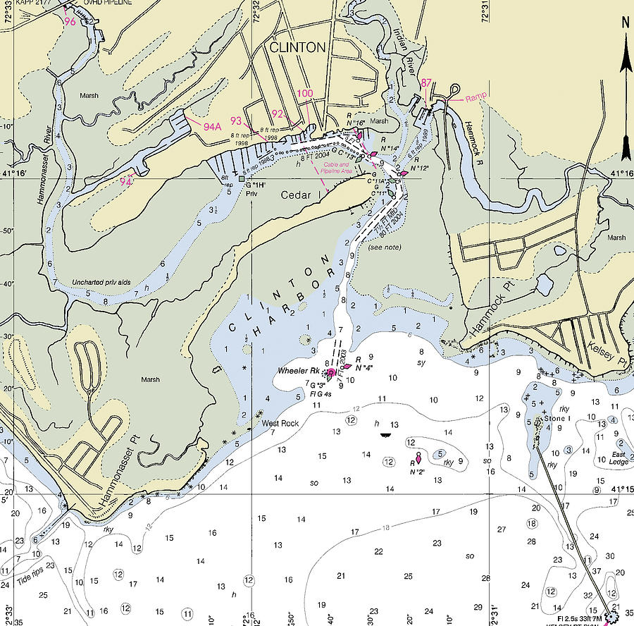 Clinton Connecticut Nautical Chart Digital Art by Sea Koast Fine Art