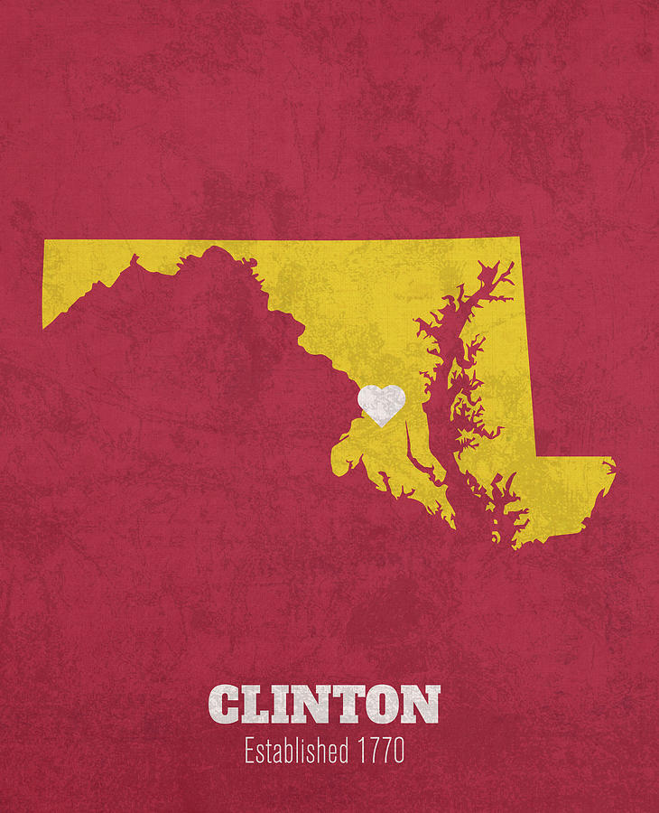 Clinton Maryland City Map Founded 1770 University of Maryland Color ...