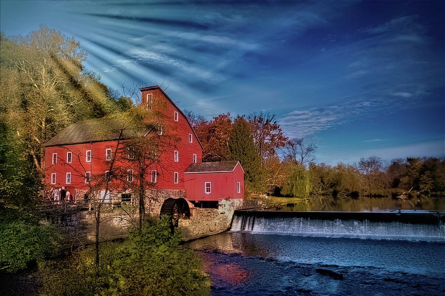 Clinton Red Mill And Sun Glare Photograph