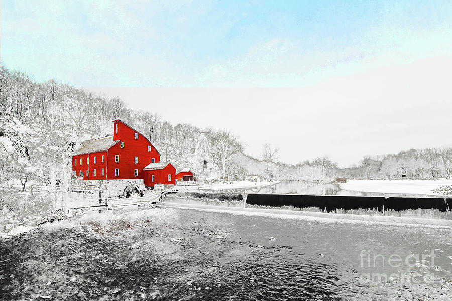 Clinton Red Mill Snow Scene Photograph by Regina Geoghan