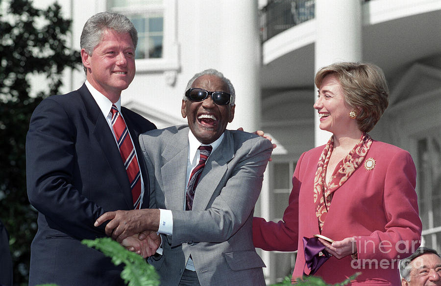 Clintons And Ray Charles Photograph by Barbara Kinney