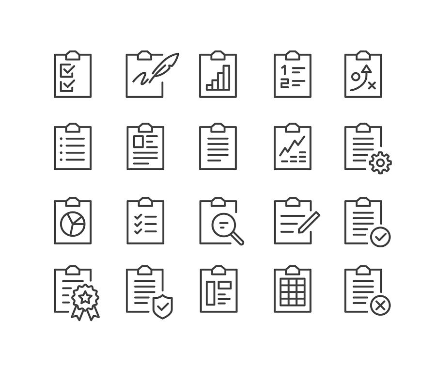Clipboard Icons - Classic Line Series Drawing by -victor-