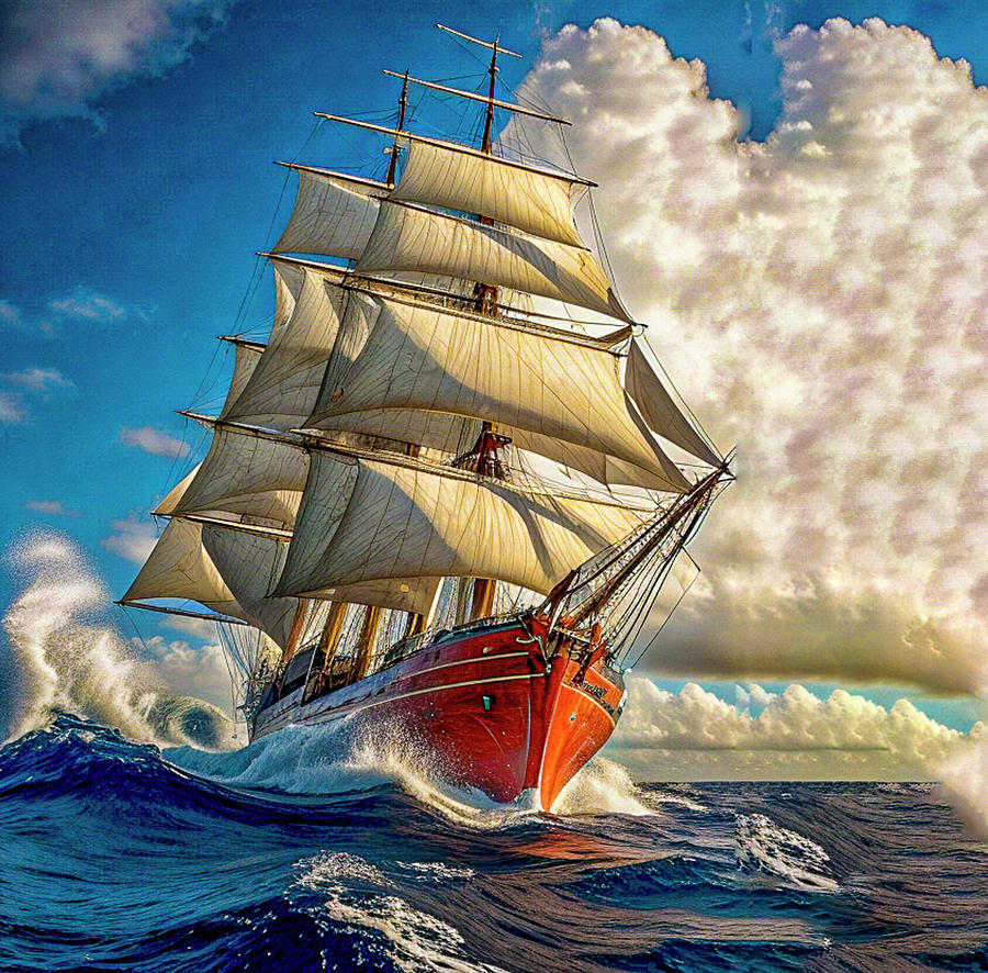 Clipper Ship Digital Art by Bill Barber