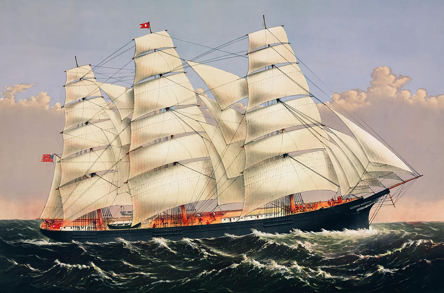 Clipper Ship Three Brothers Drawing