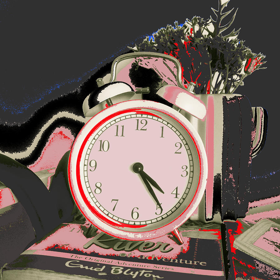 Clock abstract pink  Mixed Media by Faa shie