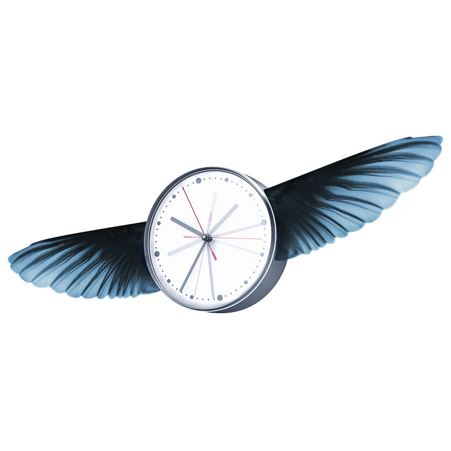 Clock or Watch with wings and running hands Photograph by Artpartner-images