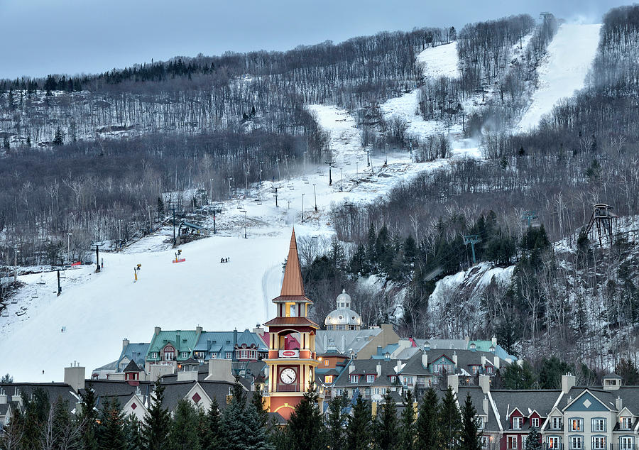 Clock Tower and Mont Tremblant Photograph by Brendan Reals - Pixels