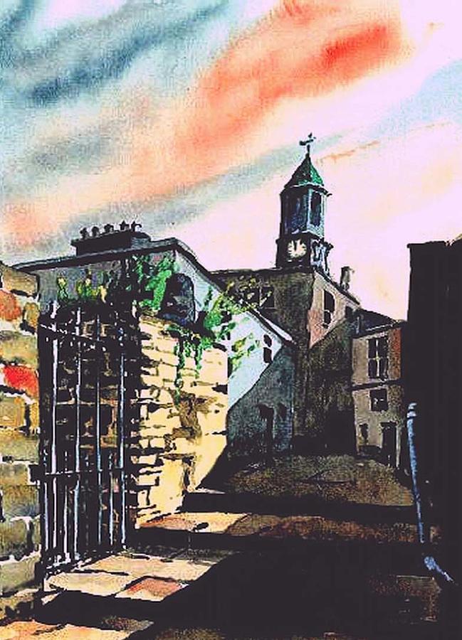 Clock tower Laneway Kilkenny Painting by Val Byrne