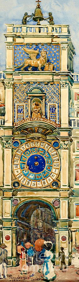 Clock Tower, Saint Mark Square, Venice Painting by Maurice Prendergast