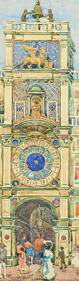 Architecture Painting - Clock Tower, Saint Marks Square, Venice - Digital Remastered Edition by Maurice Brazil Prendergast
