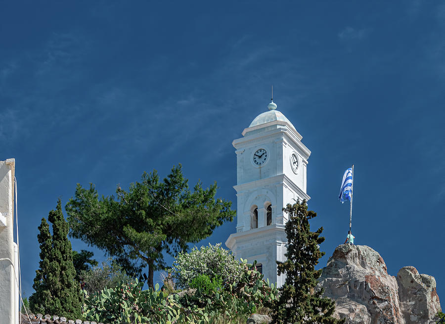 Clocktower of Poros Greece Photograph by Douglas Wielfaert