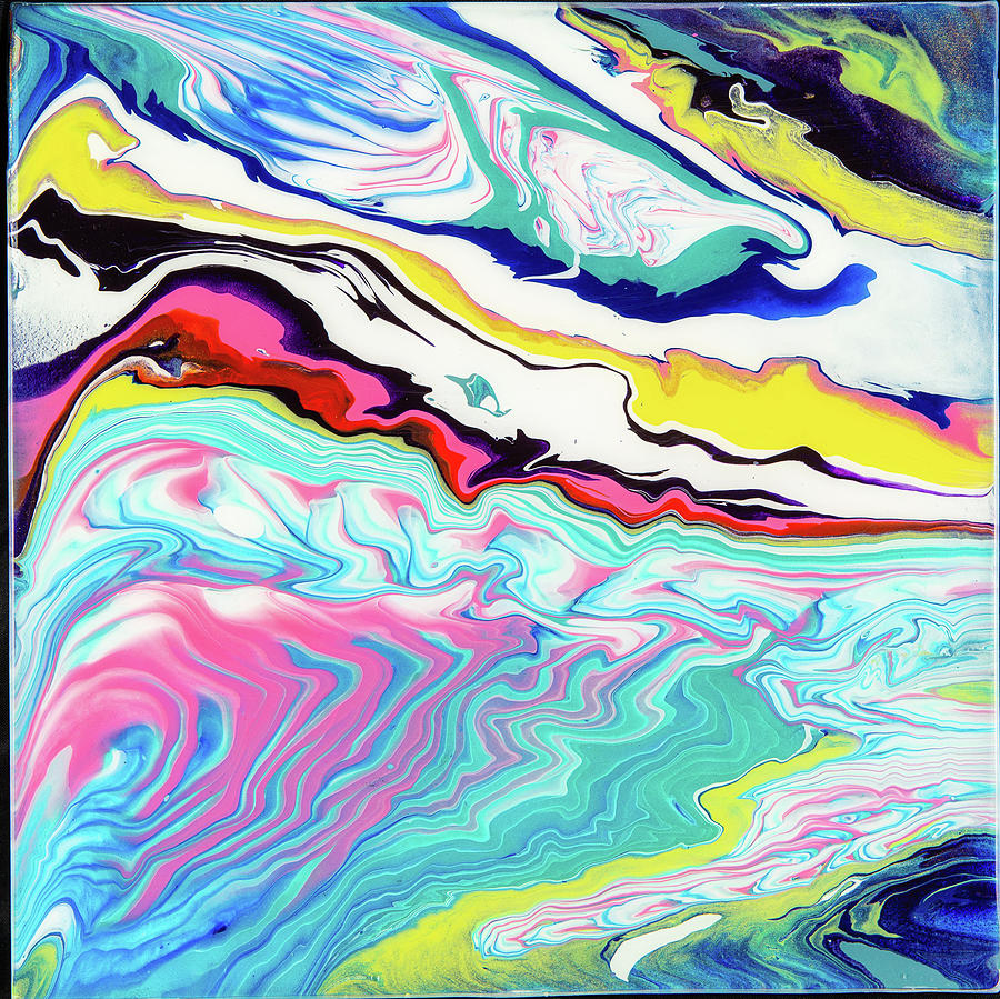 Clorfla - Colorful Flowing Liquid Marble Abstract Contemporary Acrylic Painting Digital Art by Sambel Pedes