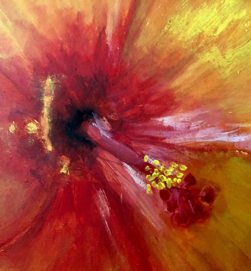 Close Hibiscus Painting by Dawn Harrell