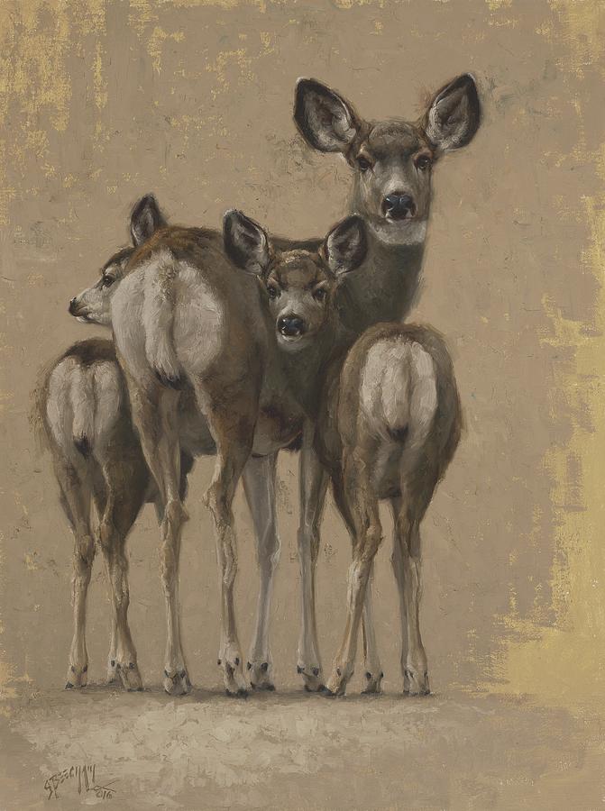 Deer Painting - Close-Knit by Greg Beecham