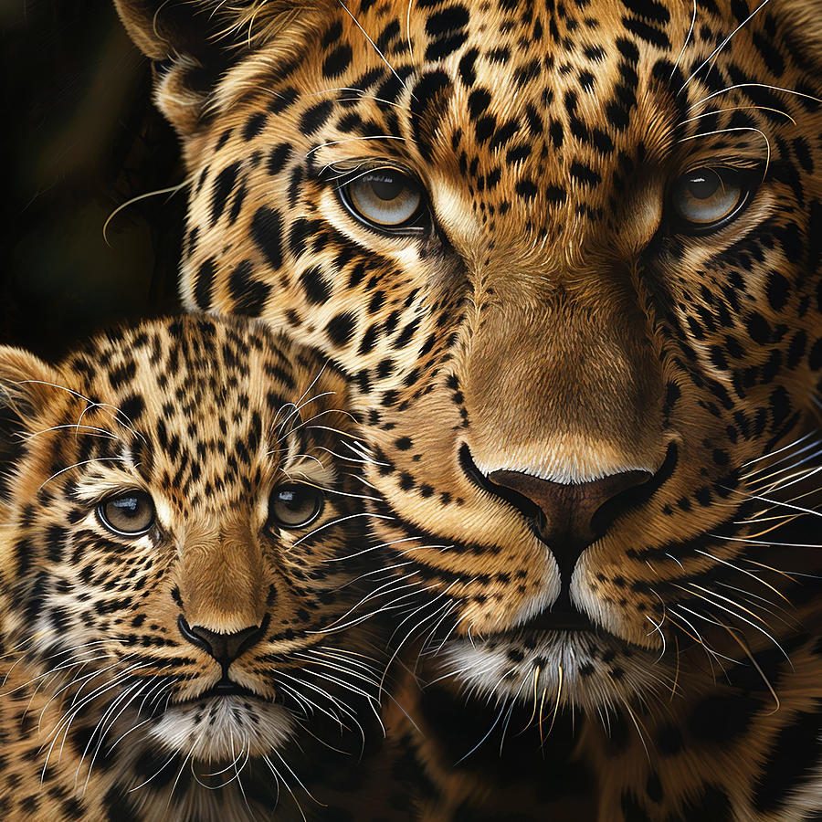 Close Up Leopard And Cub Digital Art by Athena Mckinzie