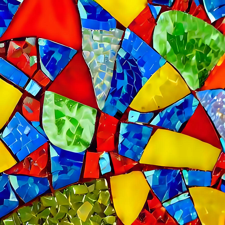 Close Up of a Colorful Glass Mosaic Inspired by Gaudi Digital Art by ...