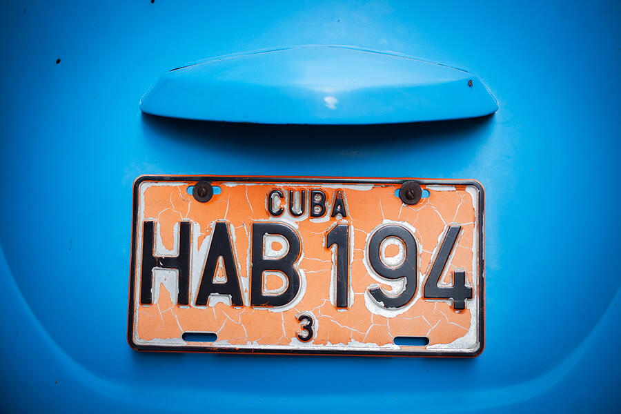 Close-up of a Cuban vehicle registration plate Photograph by Anzeletti