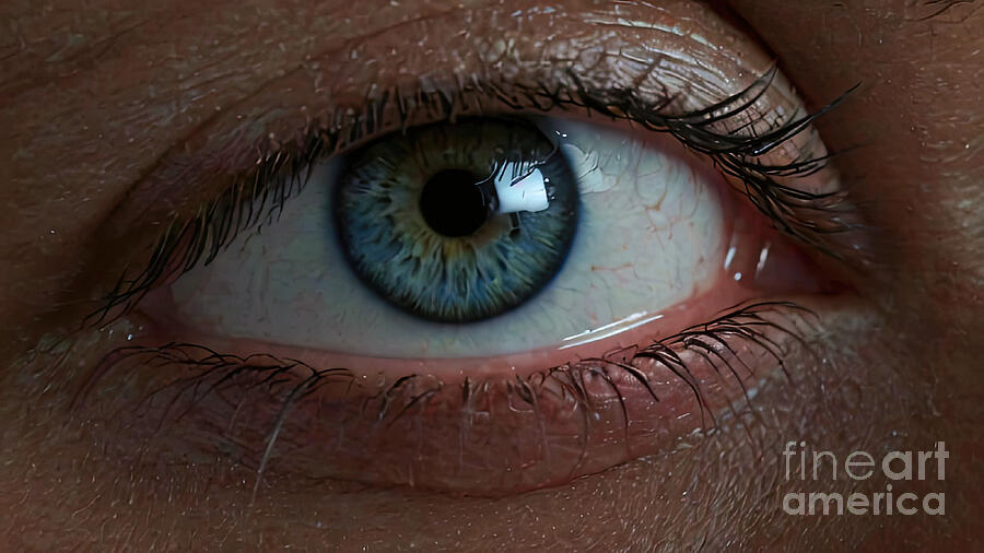 Close up of a human blue eye Digital Art by Benny Marty