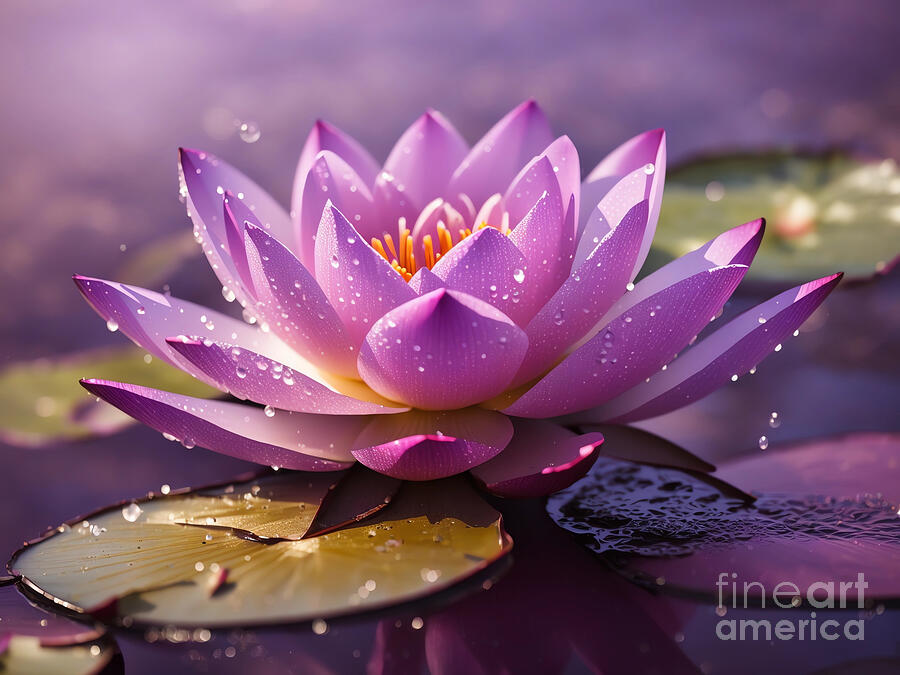 Close Up Of A Purple Water Lily Digital Art by Michelle Meenawong
