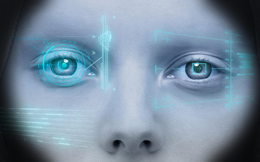 Close-up of a woman with hi tech heads-up display Photograph by Valeria Vacca
