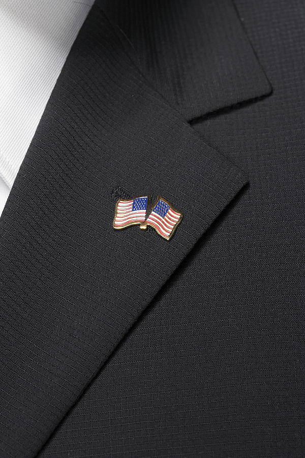 Close up of American flag pin on lapel Photograph by Siri Stafford
