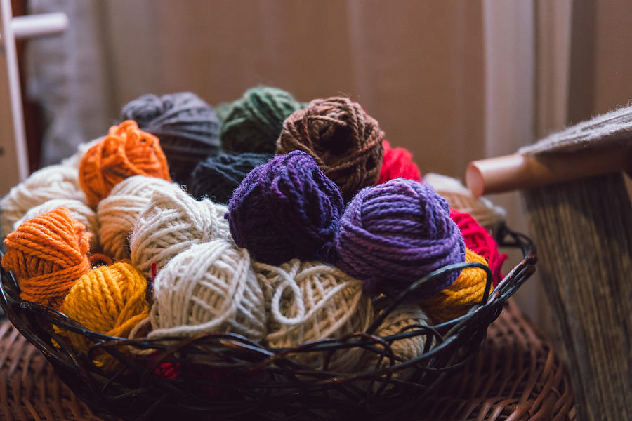 Close up of basket full of colorful balls of wool. Photograph by Patricio Nahuelhual Close up of basket full of colorful balls of wool. Photograph by Patricio Nahuelhual