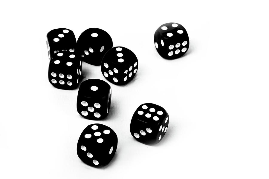 Close Up Of Black Dices Isolated On White Photograph by Severija Kirilovaite