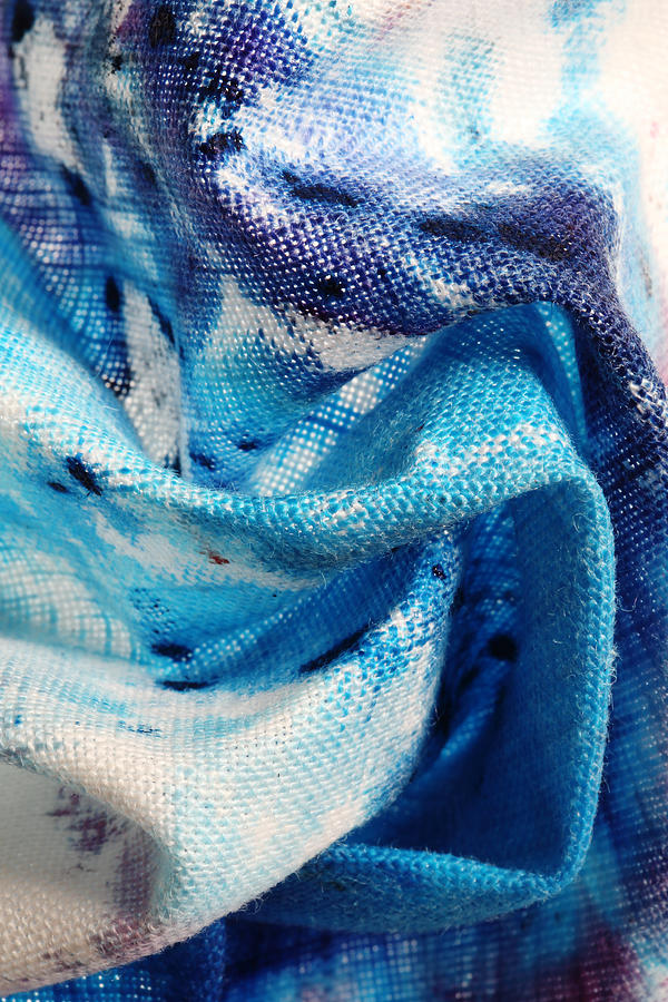 Close Up of Blue Dyes on Fabric Photograph by Mimi  Haddon