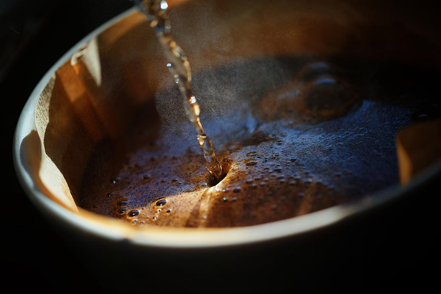 Close-up of brewing coffee using a pour-over technique Photograph by Daniel Haug